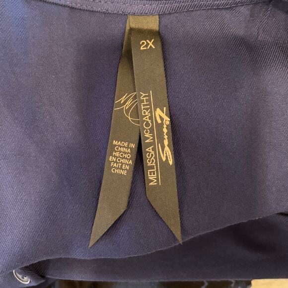 Melissa McCarthy Navy Blue Print Plus Size 2X Sleeveless Jumpsuit Romper NWT - Picture 5 of 5